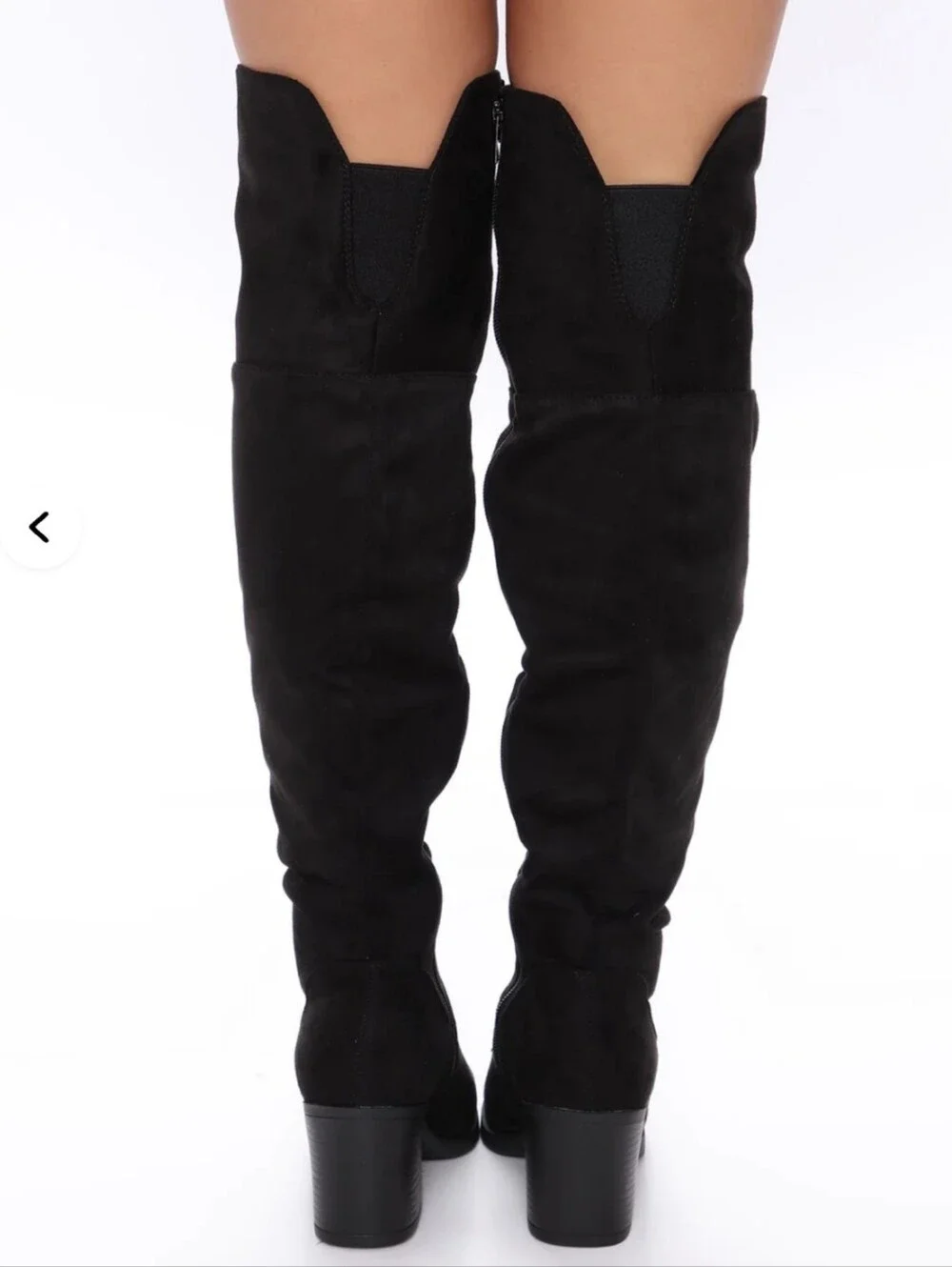 Women's Black Knee-High Block Heel Boots